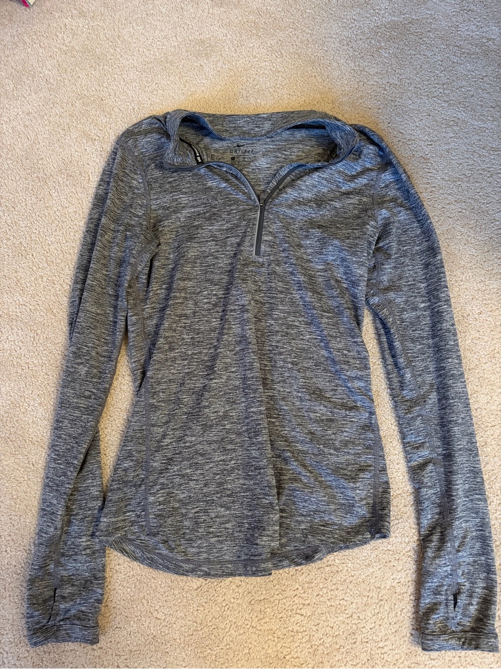 Nike Gray Dri-FIT Heathered Quarter Zip Running Top